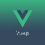 Vue.js logo with green and blue gradient background