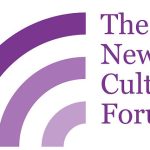 Purple logo of The New Culture Forum with stylised arcs on the left.
