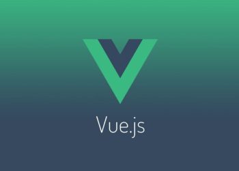 Vue.js logo with green and blue gradient background